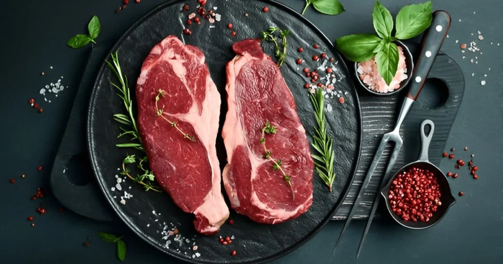 A deliciously plated round steak served with roasted vegetables, showcasing a quick and easy recipe perfect for busy weeknights.