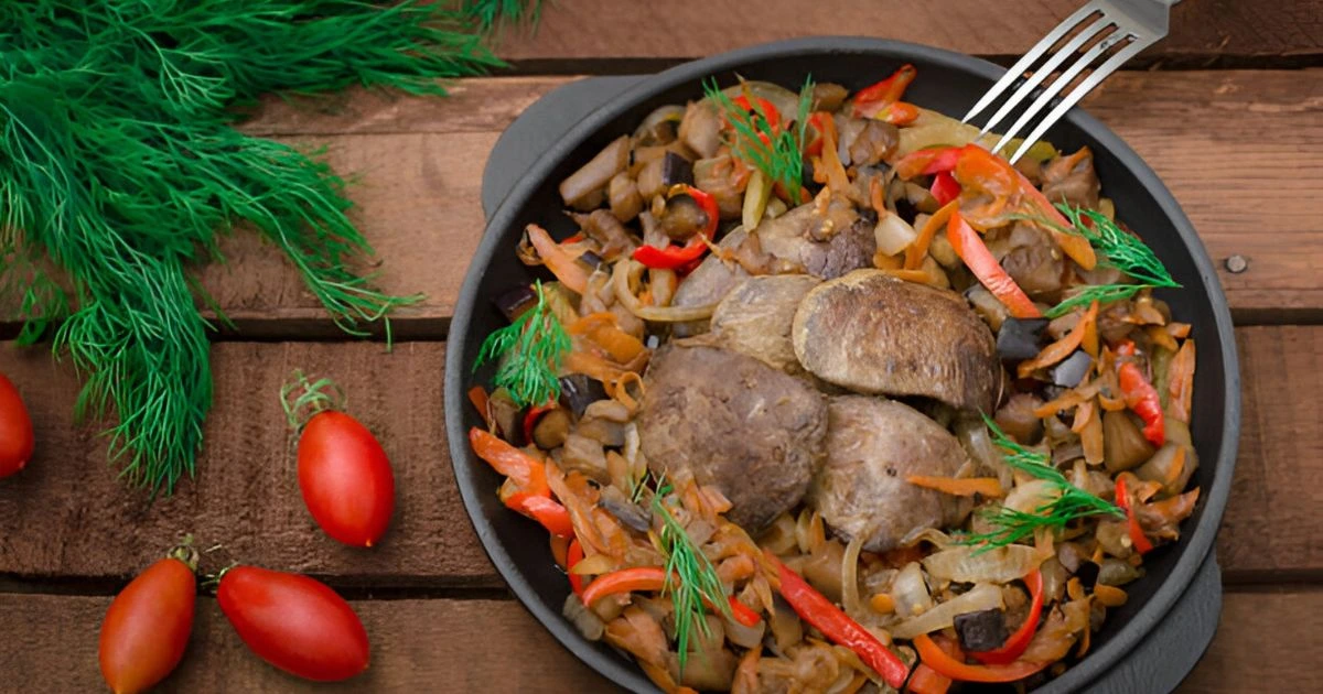 A hearty bowl of easy beef stroganoff made in a slow cooker with rosemary, served over egg noodles