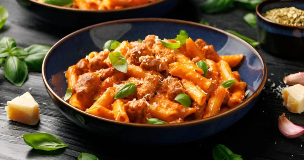 Easy beef stroganoff served in a bowl, garnished with fresh rosemary and paired with buttered noodles, showcasing a slow cooker recipe inspired by Taste of Home.