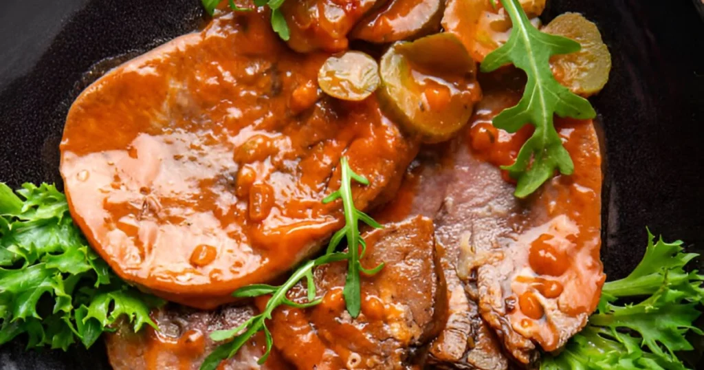 Delicious homemade hamburger steak served with rich brown gravy, garnished with fresh parsley, alongside mashed potatoes and steamed vegetables